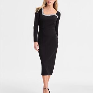 Maggy London Black Dress with Silver Detailing like new size 10